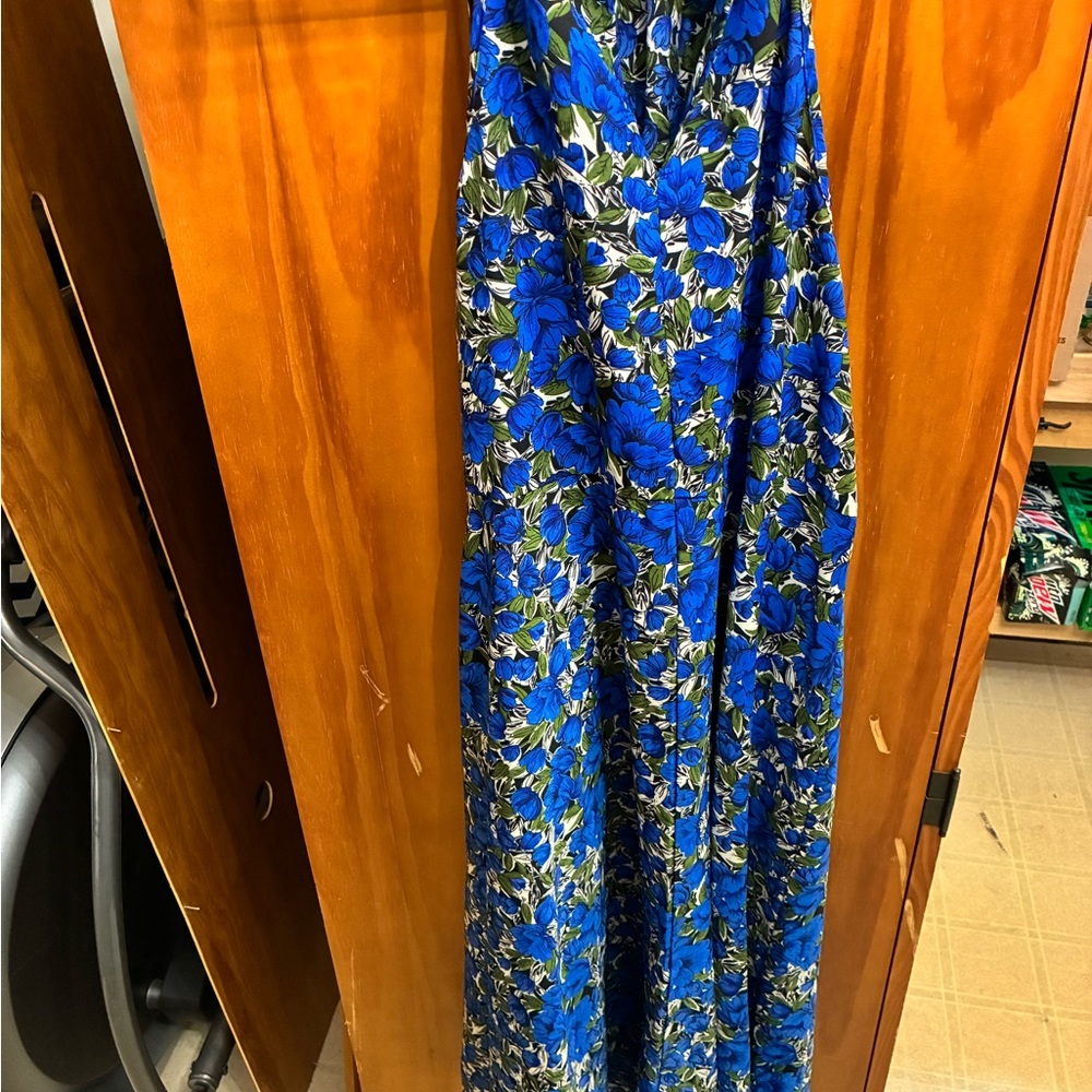 SHEIN Blue and Green Floral Dress